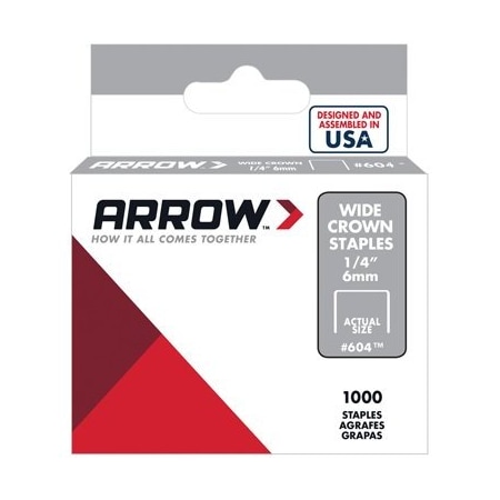ARROW FASTENER Heavy Duty Staples, Wide Crown, 3/8 in Leg L, Steel 60630